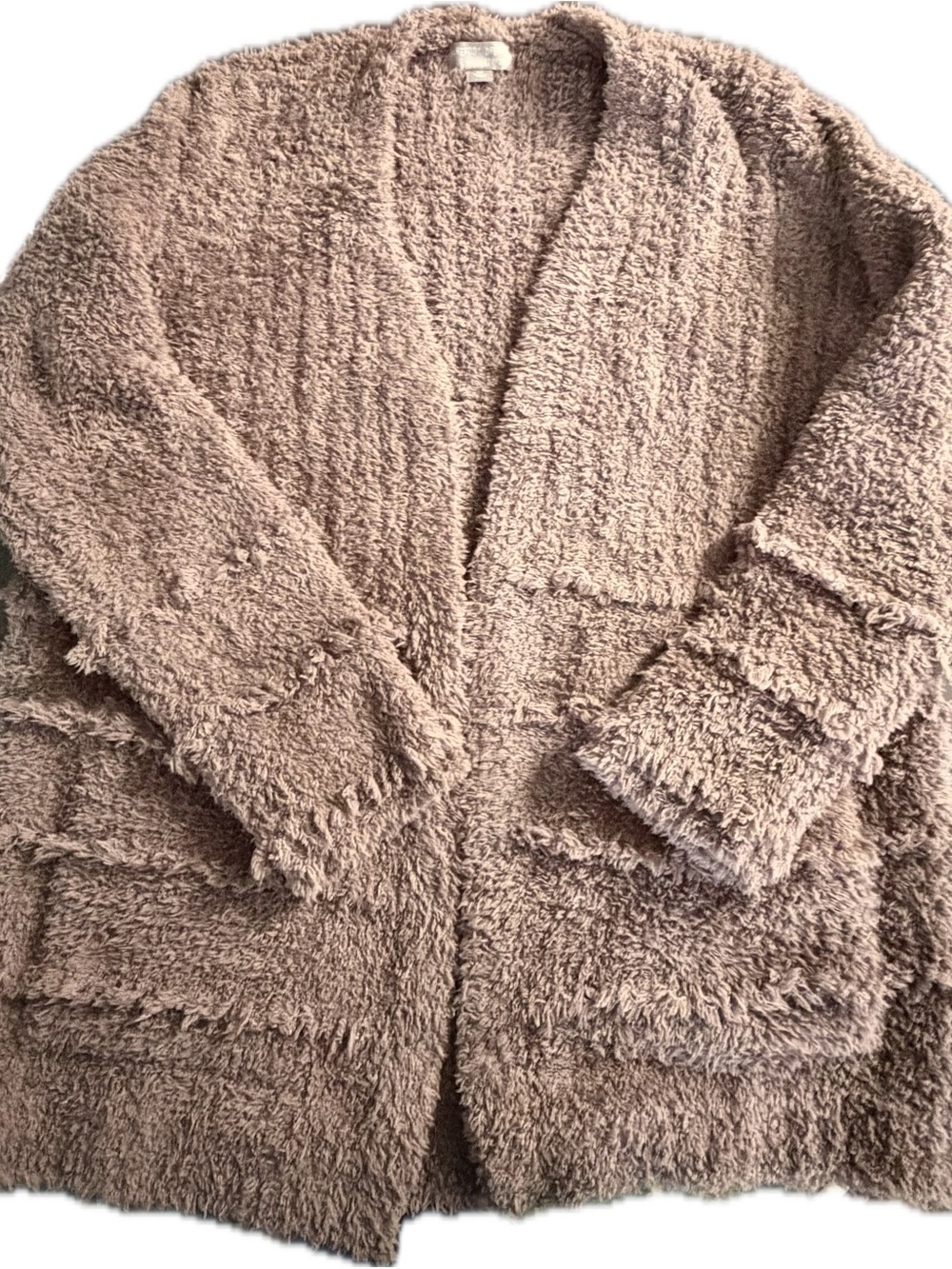 Barefoot Dreams Plush Open Front Cardigan in Taupe Blush